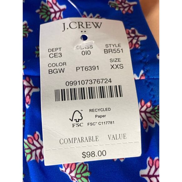 J.Crew Women's Ruched One-Shoulder Swimsuit 2XS Blue‎ Floral Print XXS - Picture 10 of 13
